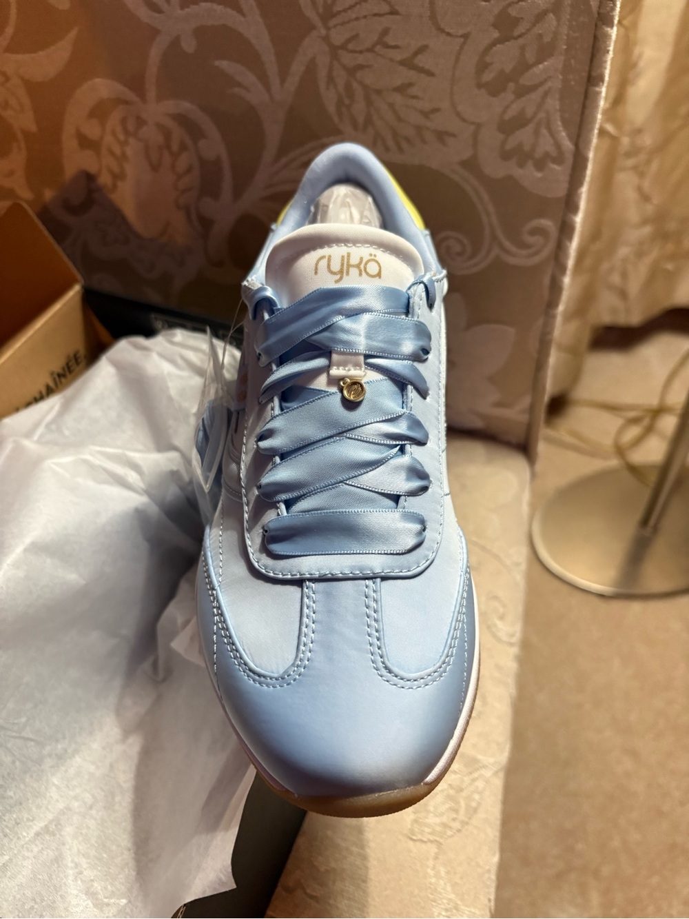 NWT Ryka Era Womenβs Sneakers Skyway Blue Satin Size 5M